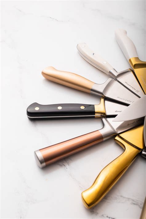 Gold Knife Set with Walnut Knife Block