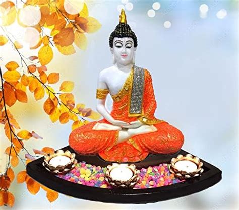 Buy SN Handicrafts Sitting Buddha Idol Statue Showpiece-with Wooden ...