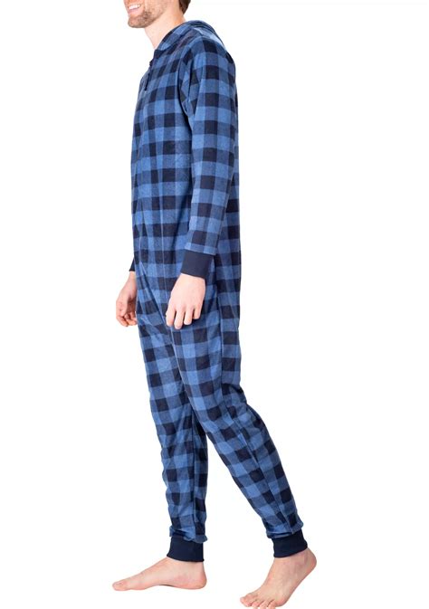 SLEEPHERO Men's One Piece Pajama - Navy Buffalo Check | Belk