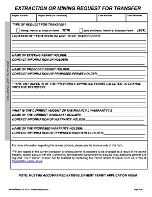 Extraction Or Mining Request For Transfer - Fill and Sign Printable ...