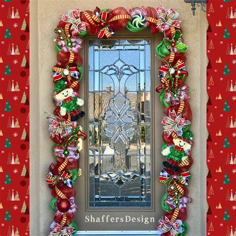 Outdoor Christmas Garland with Lights, Red and Green Christmas Door ...