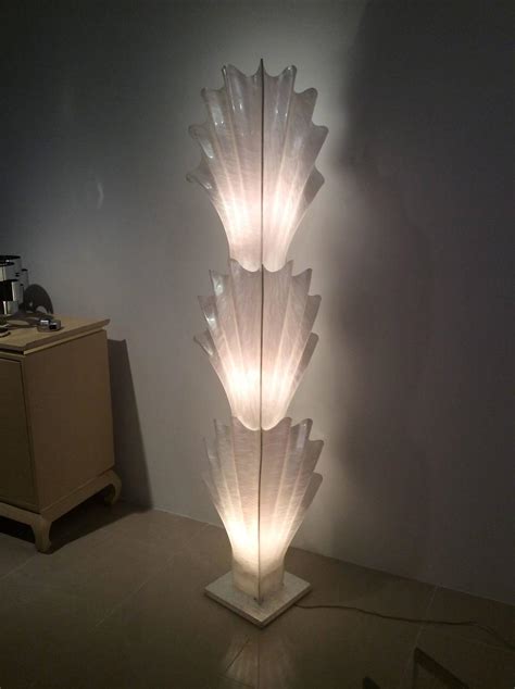 Rougier Seashell Shell Monumental Vintage Floor Lamp Feather Palm Beach ...