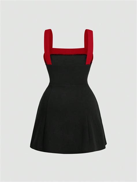 SHEIN MOD Black & White Knitted Bow Belt Plus Size Women's Dress for ...