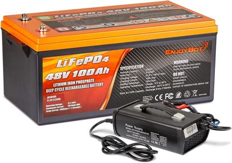 Enjoybot 48V 100Ah LiFePO4 Lithium Battery with 58.4V 15A India | Ubuy