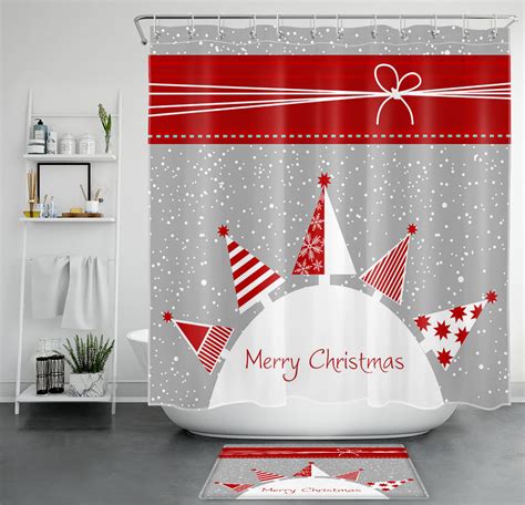 Winter Snowflake Christmas Tree Abstract Shower Curtain for Festive ...