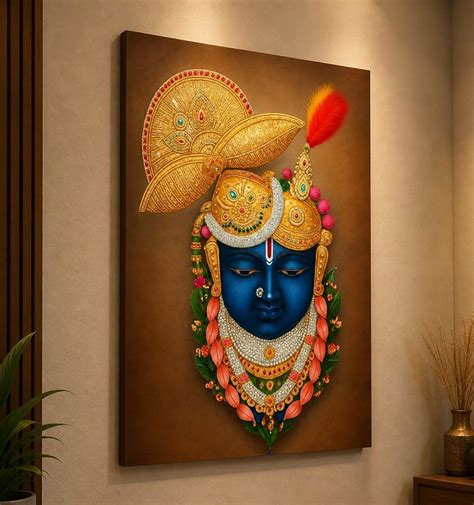 Kunj Cart Shreenathji Face Painting on Canvas (22x33 Inch WITHOUT FRAME ...