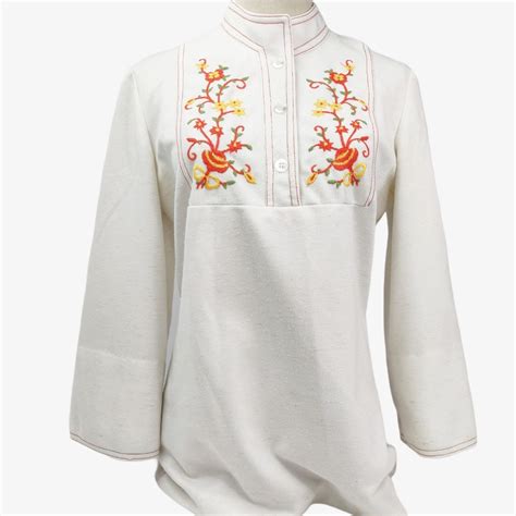 Buy Vintage 1970s Folk Tunic Peasant Blouse Orange Floral Embroidery ...