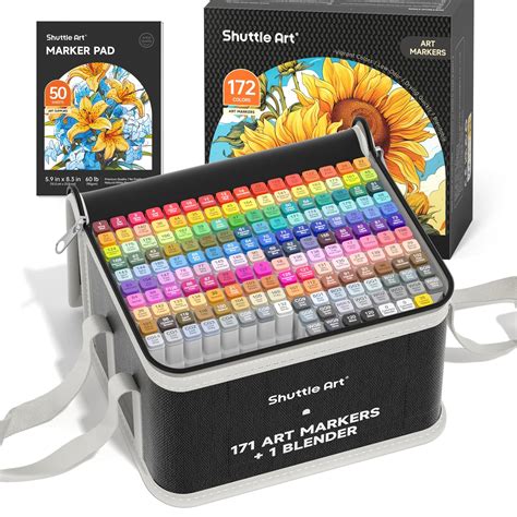 172 Colors Dual Tip Alcohol Based Art Markers,171 Colors Plus 1 Blender ...