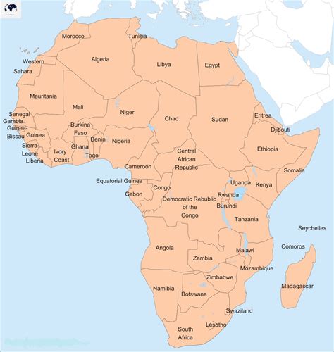 Free Labeled Map of Africa Continent with Countries & Capital - Blank World Map