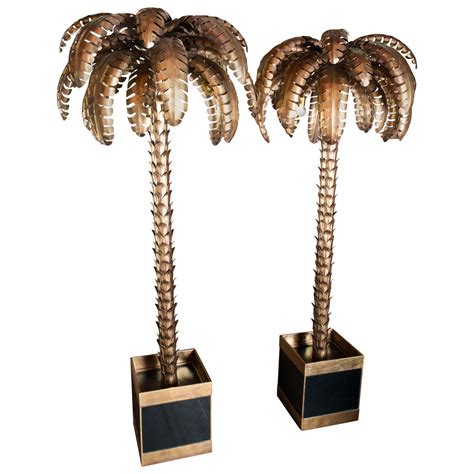 Pair of Maison Jansen Brass Palm Tree Floor Lamps, in the style For ...