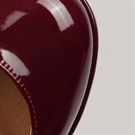Women's Burgundy Patent Leather Platform Mary Jane Heels - Chunky High ...