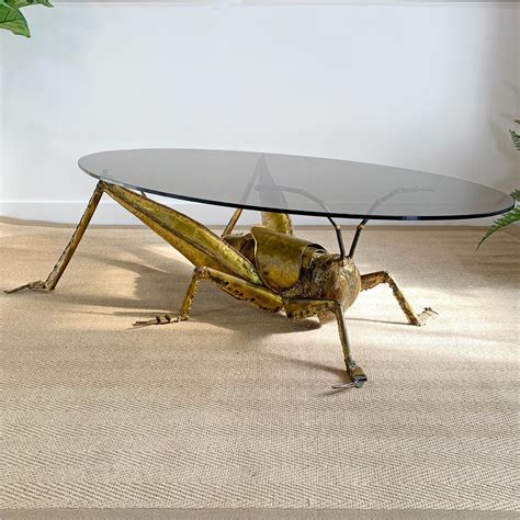 Francois Melin Brutalist Gold Grasshopper Table, 1970 For Sale at 1stDibs