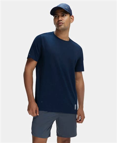 Buy Super Combed Cotton Blend Solid Round Neck Half Sleeve T-Shirt with ...