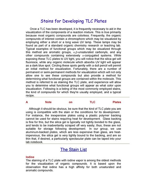 Stains for Developing TLC Plates - Stains for Developing TLC Plates ...