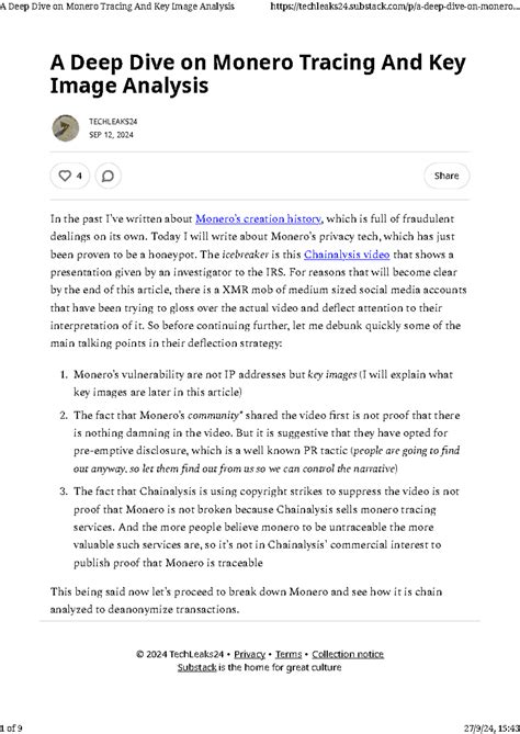 A Deep Dive on Monero Tracing And Key Image Analysis - Today I will ...