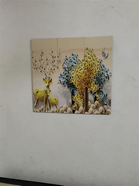 SAF paintings set of 3 Deer And Tree UV textured self adeshive wall ...