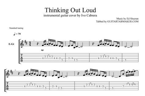 Ed Sheeran - Thinking Out Loud instrumental guitar TAB - instrumental ...