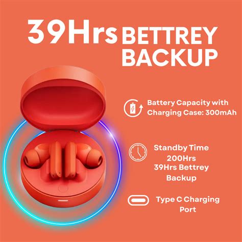 Aertek VelonPro 40H Playtime with ANC TWS Earbuds Orange – AertekSmart