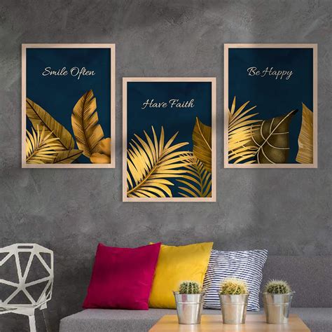 Golden Leaf Wall Posters with Frame : Luxury Escape – Kotart