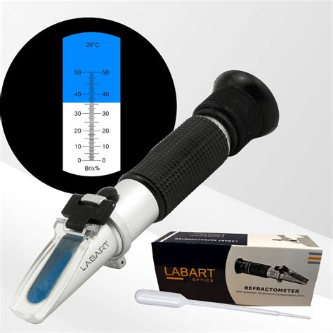 LABART Copper Hand Refractometer, Brix: 0-50% with ATC