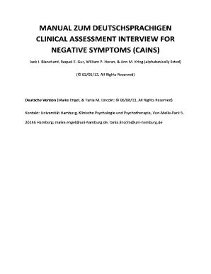 Ausfüllbar Online psy uni-hamburg MANUAL FOR THE CLINICAL ASSESSMENT ...
