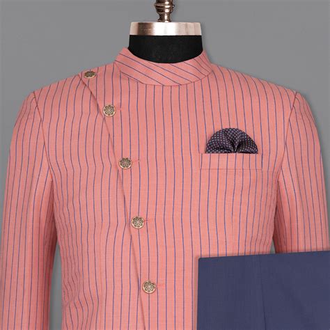 Petite Orchid Checks-Plaid Premium Cotton Bandhgala/Jodhpuri Suits for Men.