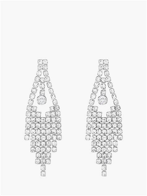 Jon Richard Diamante Drop Earrings, Silver