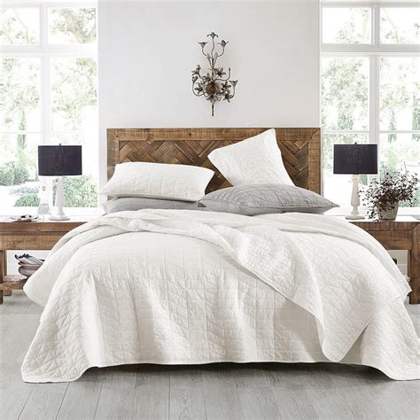 Quilt Set King Size, Stone-Washed Chic Rustic Cream White Quilt with ...