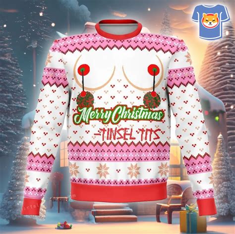 Tinsel Tits Funny Ugly Christmas Sweater Party - Shibtee Clothing
