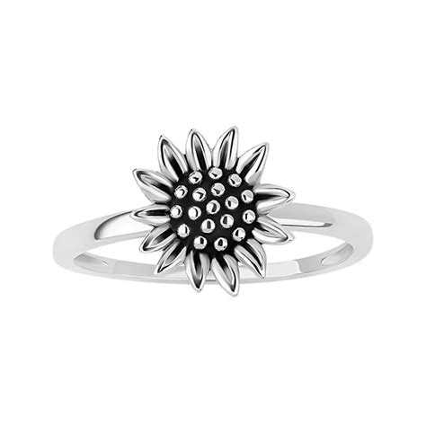 PRIMROSE Sterling Silver Oxidized Flower Fidget Spinner Ring