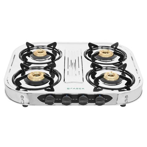 Faber high efficiency 4 Brass Burner gas stove| Stainless Steel| ISI ...