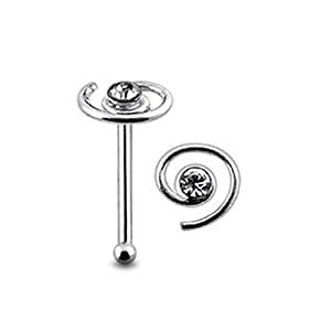 Buy Piercing India White Crystal Stone Spiral Top 22 Gauge - 6MM Length ...