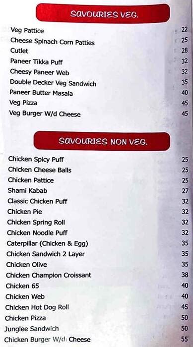Menu at Monginis, Kolkata, 47