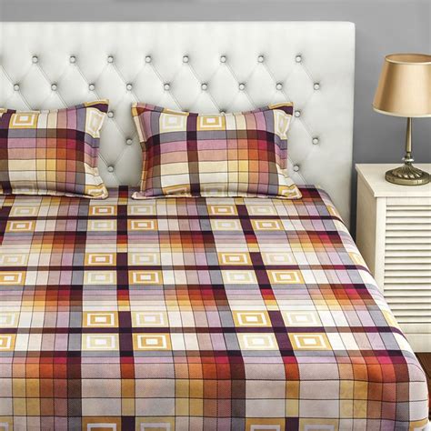 Buy SWAYAM 3-Pc. Checked Fitted Double Bedsheet Set - 180 x 188 cm from ...