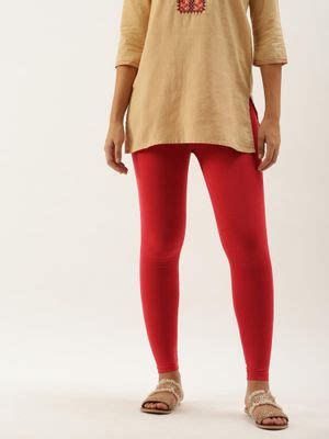Buy De Moza Red Ankle Length Churidar Leggings (S) Online