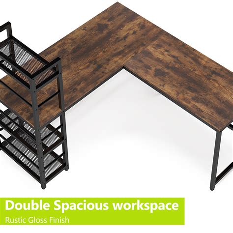 Buy Tribesigns Computer Desk +Bookshelves L Shaped Desk w/ Reversible ...