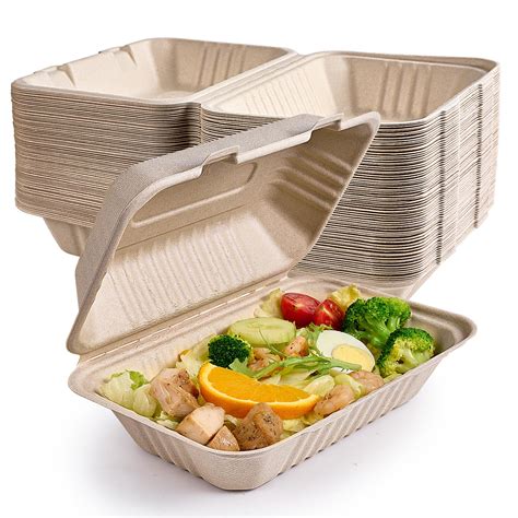 ECOLipak 75 Pack Clamshell Take Out Food Containers, 100% Compostable ...