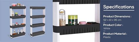 TRENDY 4 Layer Multipurpose Kitchen Storage Slim Rack with Wheels for ...