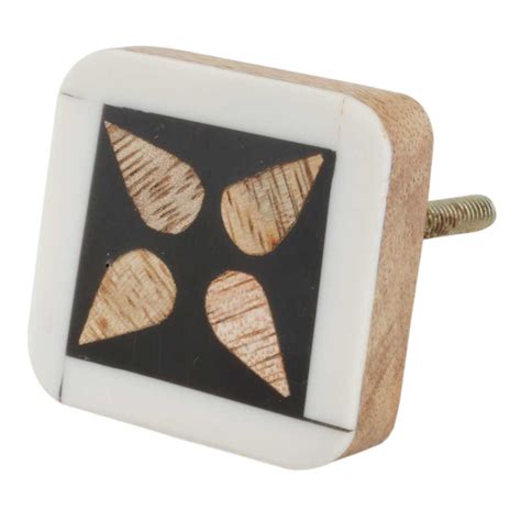 Black And White Flower Wood Drawer Knobs