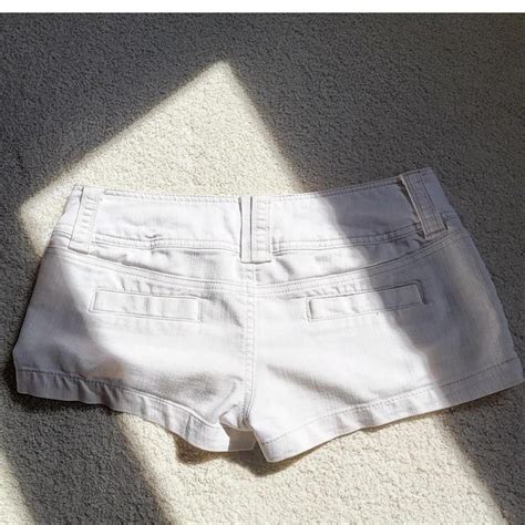 2000s low rise white mini short shorts Fits like a... - Depop