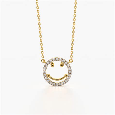 Cute Smiley Face Necklace for Women in 18K Gold Vermeil