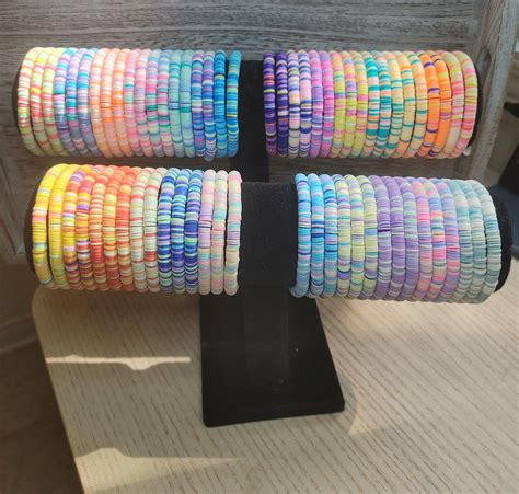 Pastel Neutral Colorful Heishi Bracelet Assorted Colors Summer Clay ...