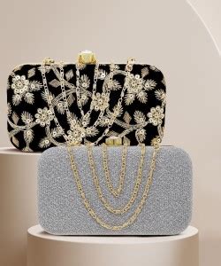 AILTINO Party Silver Clutch Silver, Black - Price in India | Flipkart.com