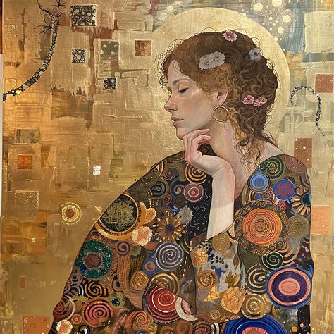 Best 13 Robert kaufman fabrics gustav klimt lady with a fan art panel ...