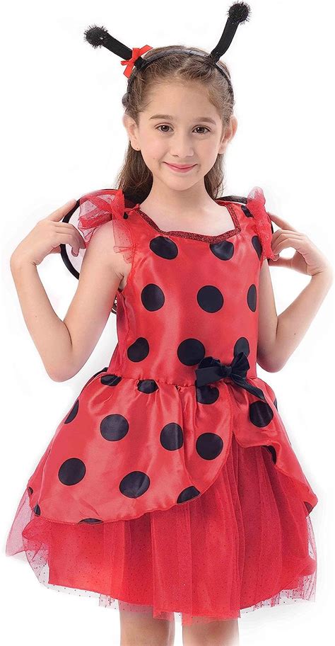 Buy IKALI Ladybug Costume Ballerina Beetle Wings Fancy Dress up Outfit ...