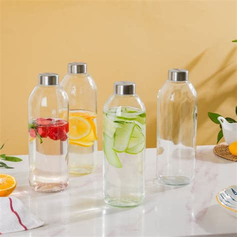 Premium Glass Water Bottles Online - Transparent Bottles | Nestasia