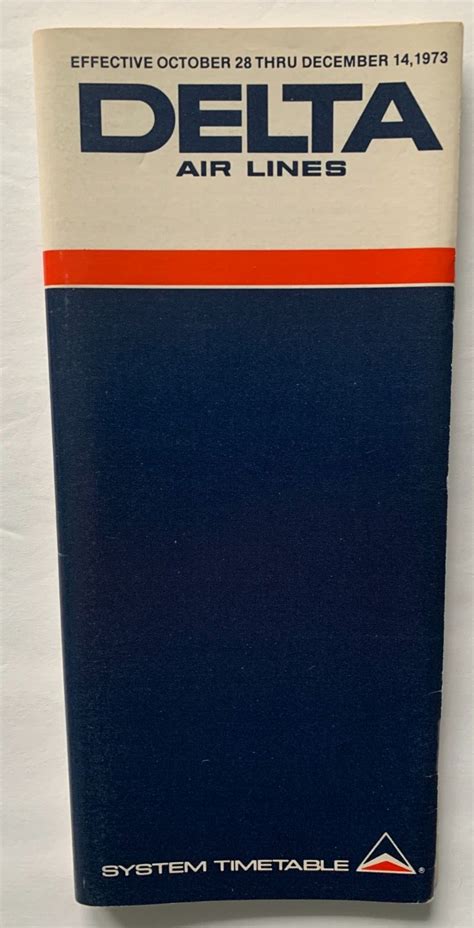 Vintage Oct-Dec 1973 Delta Airlines System Timetable India | Ubuy