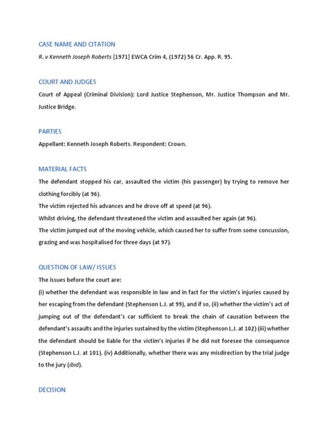 Image result for Case Note Example Law