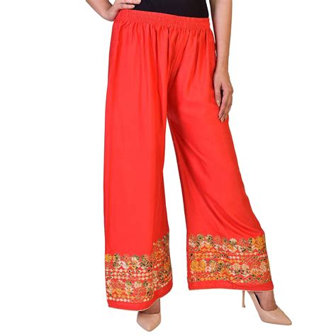 Buy Cotton Half Multiprint Embroidred Palazzo for Women and Girls (Free ...