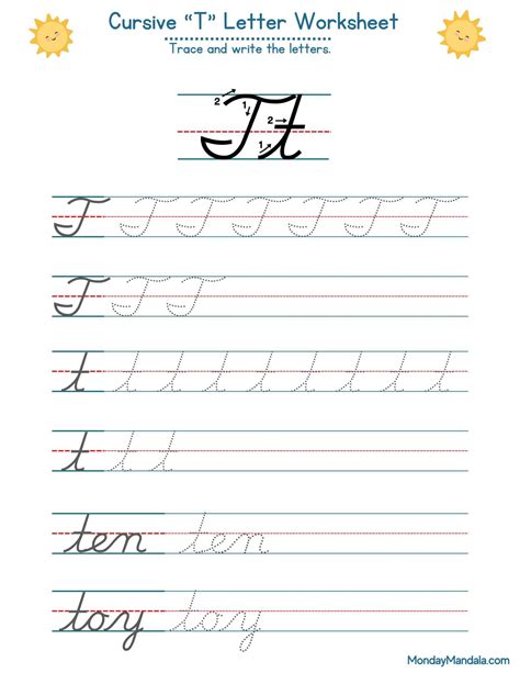 10 Cursive T Worksheets (Free Letter Writing Printables)
